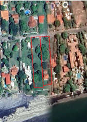 Drone view beachfront lot outlined along Pacific coastline Coronado Panama