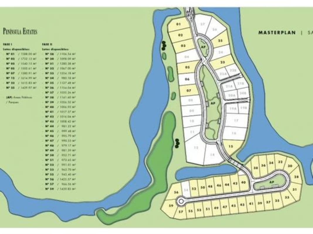 Peninsula Estates master plan with water bodies, green parks in Santa Maria Panama