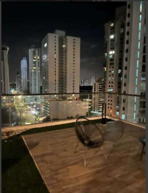 Private balcony at night with skyline view from PH Coco del Mar Panama