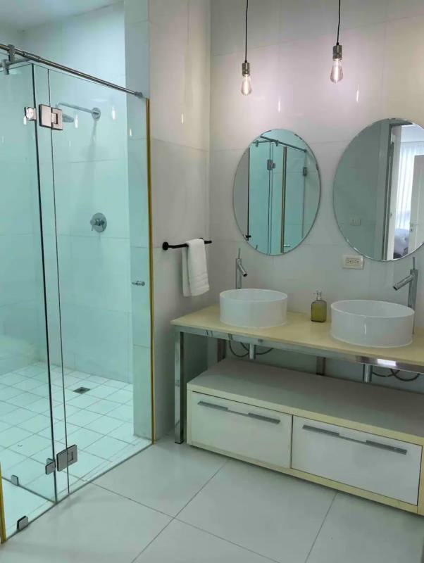 Contemporary bathroom with double vessel sinks marble PH YOO Panama