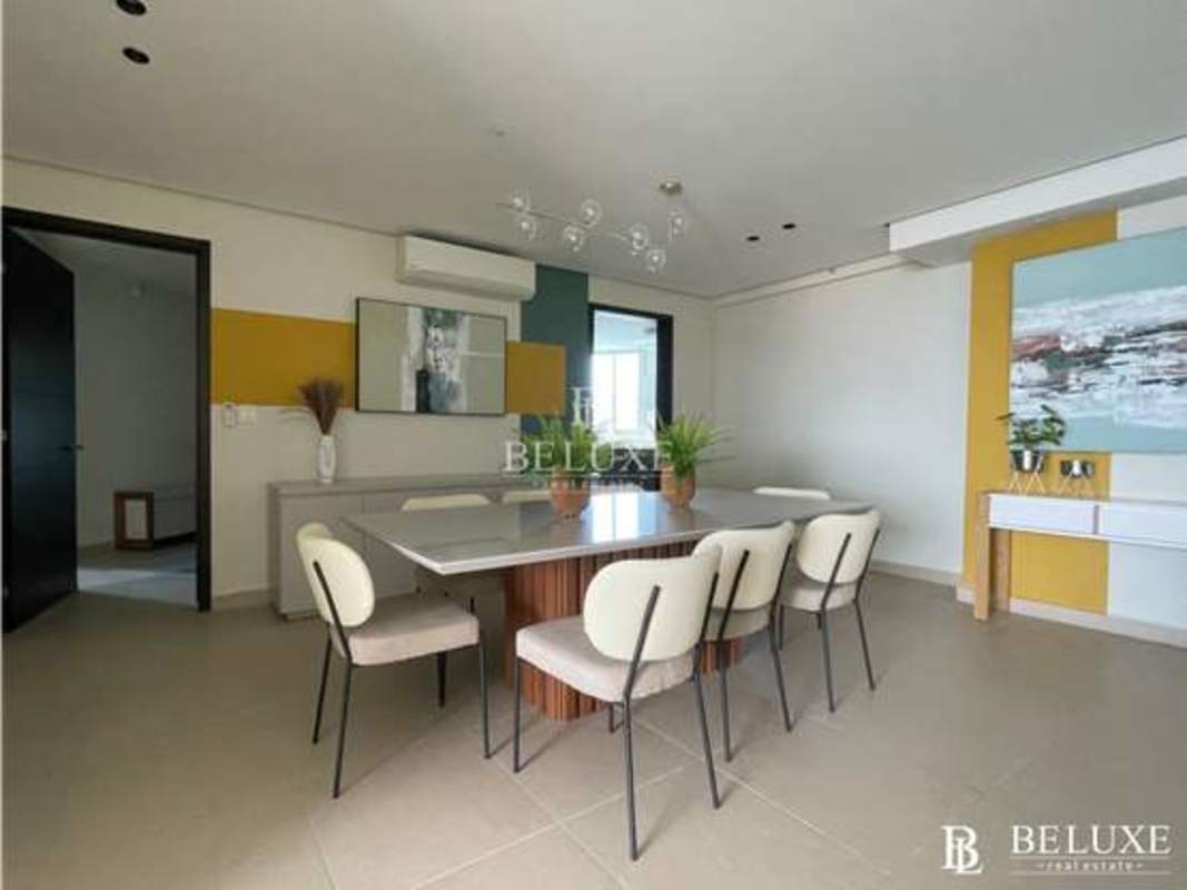 Modern kitchen with granite countertops and cabinets Costa del Este Panama apartment