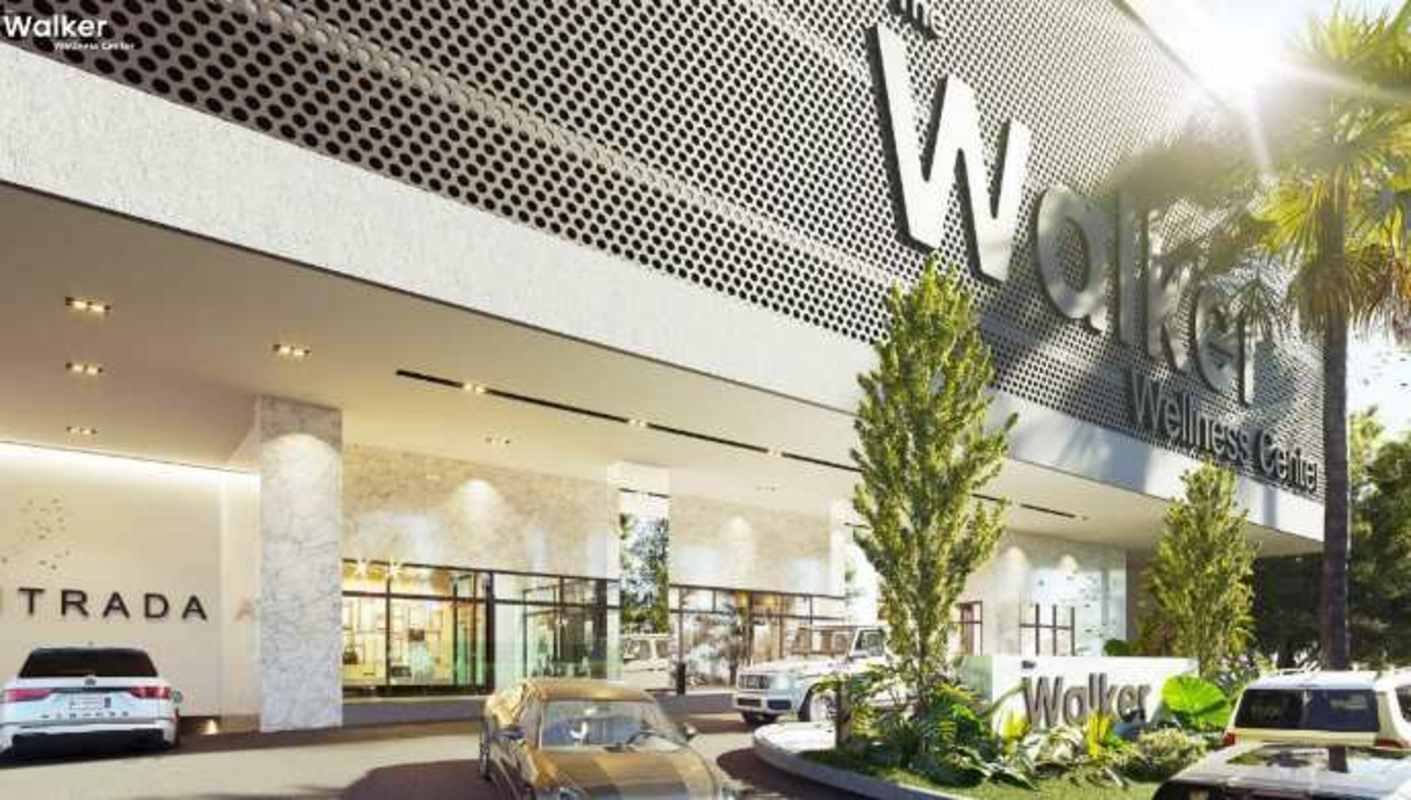 Rooftop swimming pool and city skyline view at The Walker Wellness Center Panama City