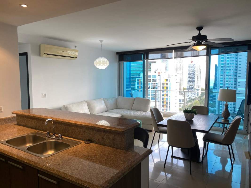 Contemporary kitchen granite countertops stainless appliances at PH Top Tower Costa del Este Panama