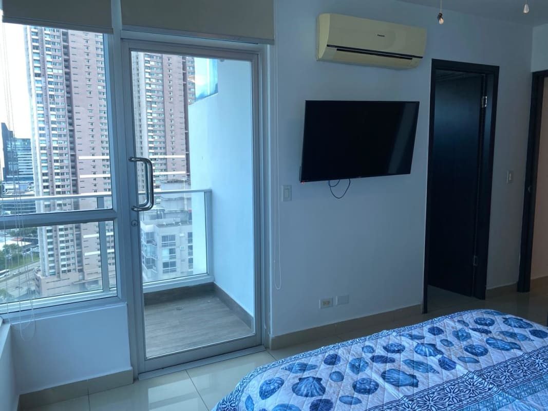 Second bedroom with large windows and ocean views in PH Top Tower Costa del Este Panama