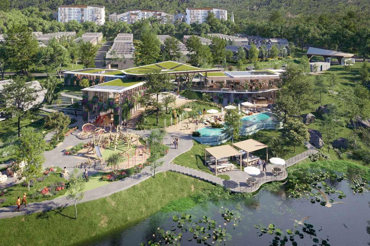 Family-friendly clubhouse area with adult and kids swimming pools at Green City Panama Norte