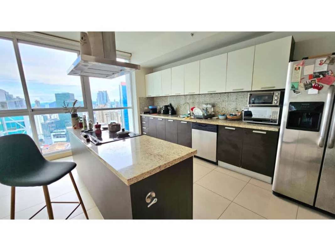 Fully equipped kitchen with granite countertops and stainless appliances Punta Pacifica Panama