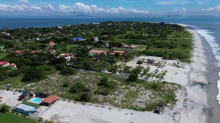 Aerial of beachfront peninsula Punta Chame 1505m² land for sale