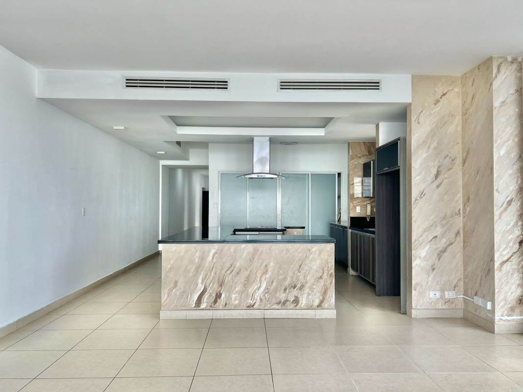 Double sink vanity modern bathroom with large mirror PH Rivage Tower Panama City