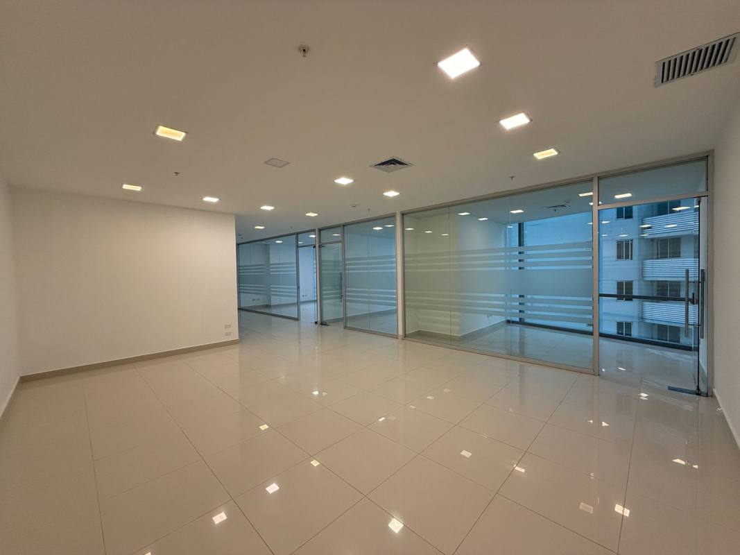 Minimalist bathroom with pedestal sink cabinets inside furnished office Costa del Este