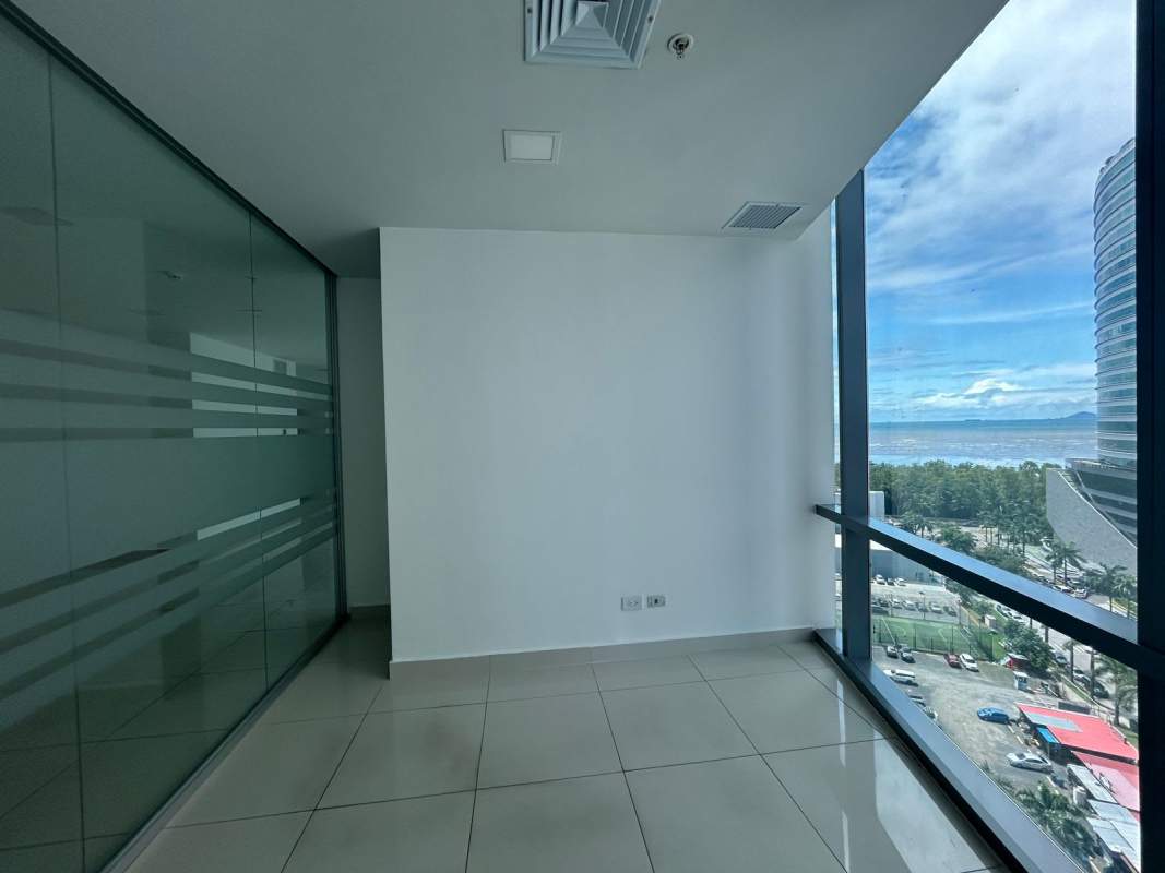Private enclosed glass-walled office with tile floors Costa del Este Panama