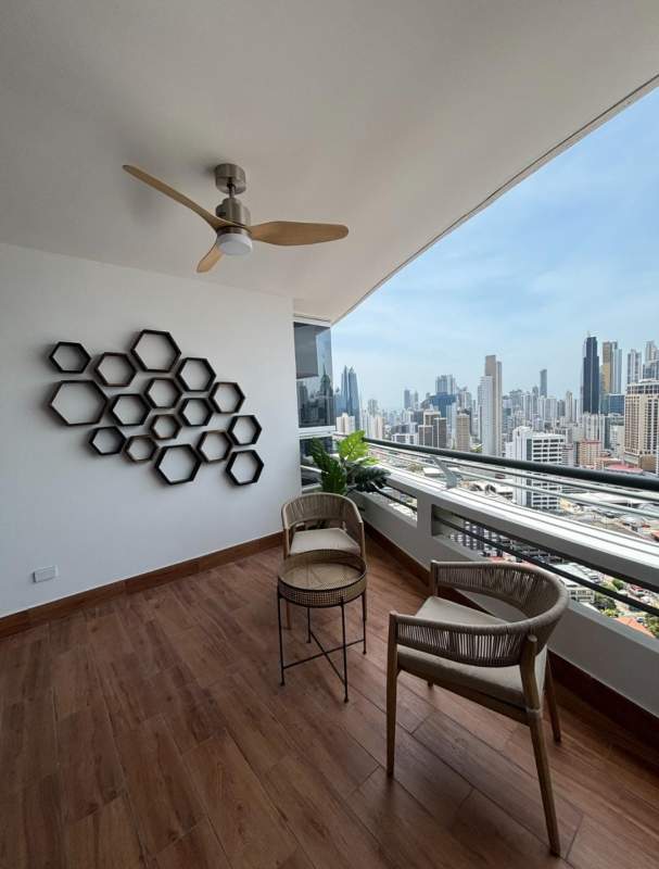 Spacious bedroom with large window ocean skyline view luxury finishes PH Pacific Midtown Panama