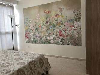 Cozy bedroom with view window built-in closet AC in PH Coronado Bay Beachfront apartment Panama