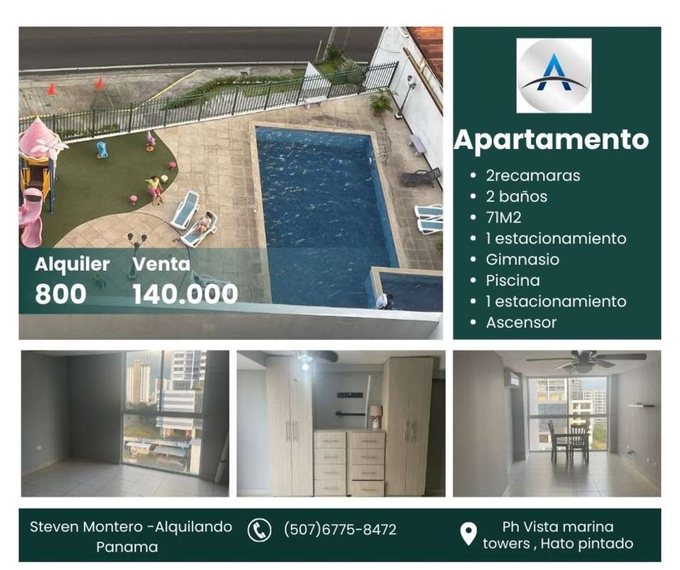 Aerial view of swimming pool area and children's playground in PH Vista Marina Towers La Loma Panama