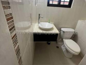 Compact modern bathroom mosaic accent vessel sink in Sunset Hills Costa Verde Panama