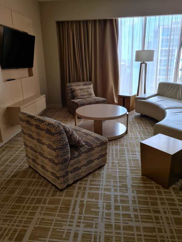 Furnished apartment living room with modern decor in PH Urbana near Calle Uruguay Panama City