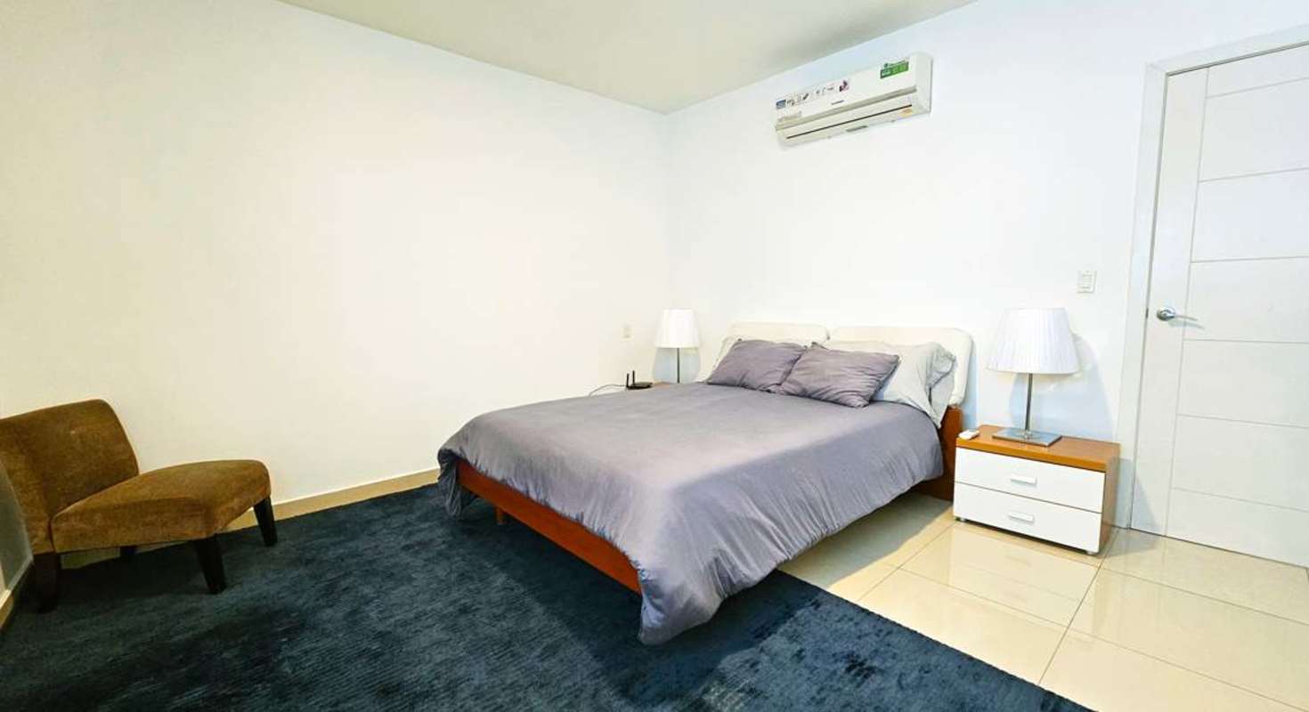 Modern bathroom with glass shower and designer vanity PH Waters on the Bay Panama