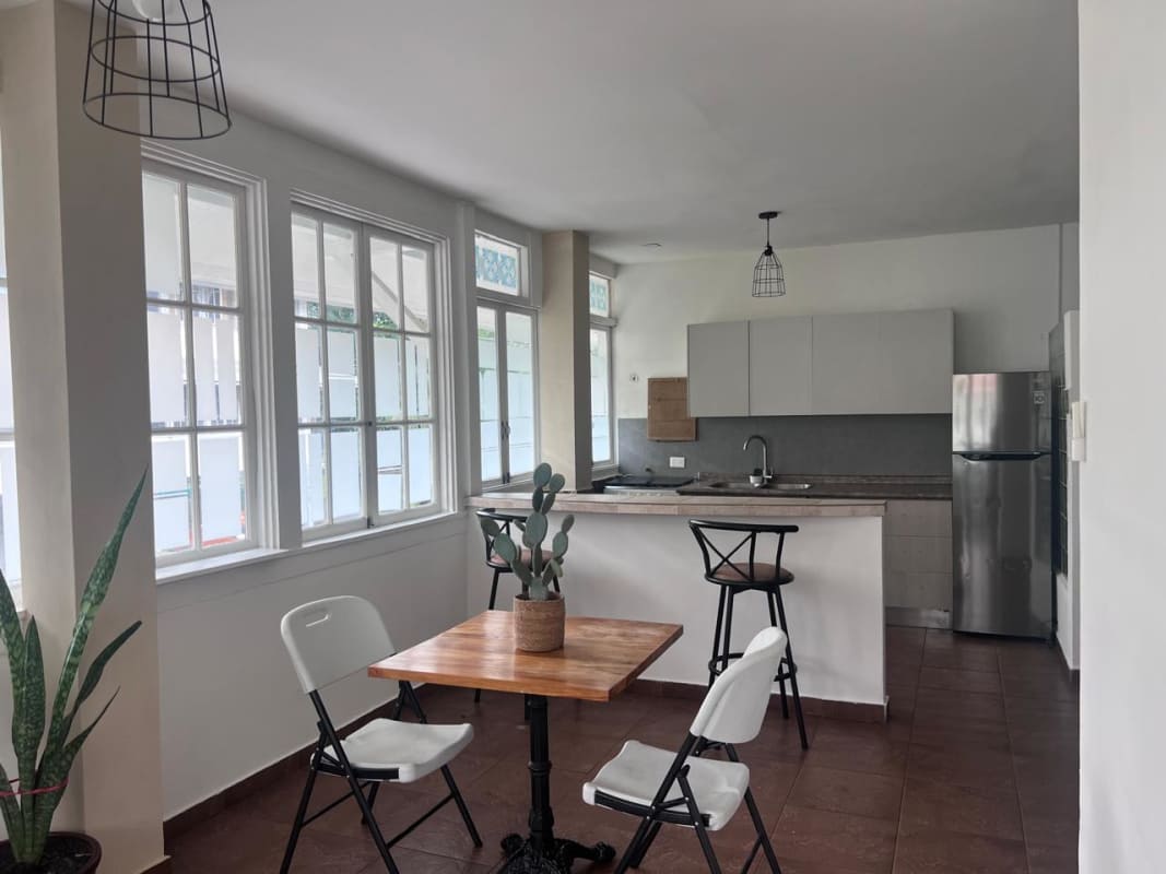 Remodeled kitchen with modern appliances and black tile backsplash Diablo Heights Panama