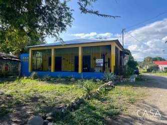Coastal blue cottage with security porch on beachfront property Panama