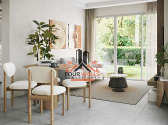 Outdoor swimming pools surrounded by palm trees at PH Aires del Mar beachfront community Punta Chame