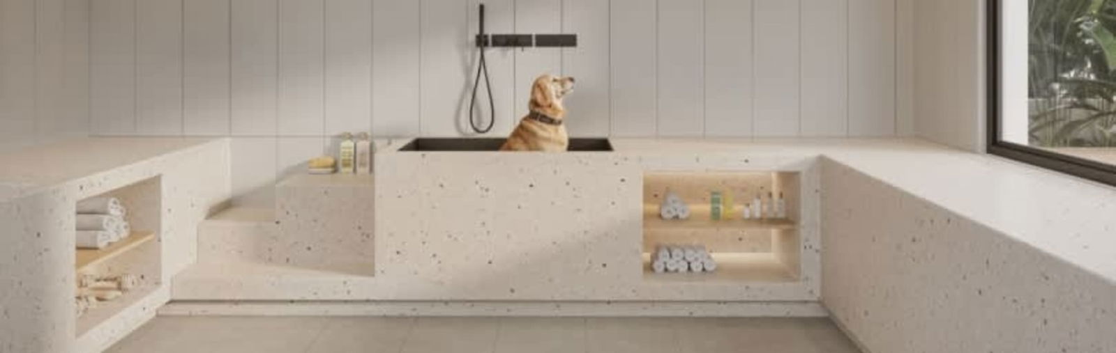 Modern pet spa with built-in wash tub and grooming station Costa del Este Panama