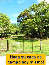 Country lot with green lawn, trees and wire fence ideal for home construction in Coclé Panama
