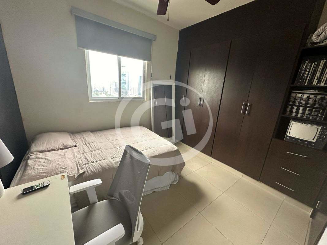 Bedroom in PH Miyaki penthouse with built in closets and city view Panama City