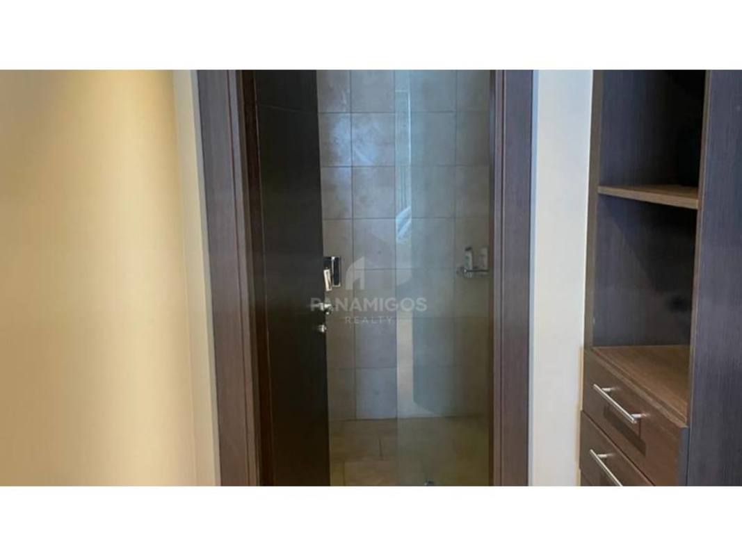 Bedroom with large window and Pacific Ocean views in luxury apartment The Ocean Club Panama