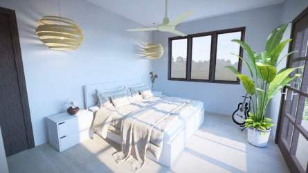 Spacious open-concept kitchen and dining area with wood finishes in Santa Catalina Villas Panama