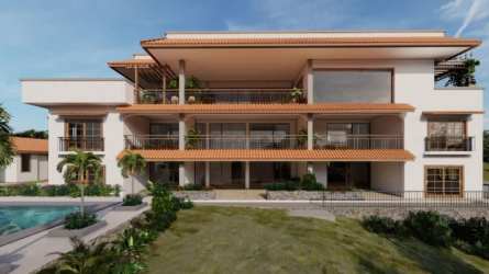 Oceanfront saltwater pool with sun deck at Santa Catalina Villas Panama