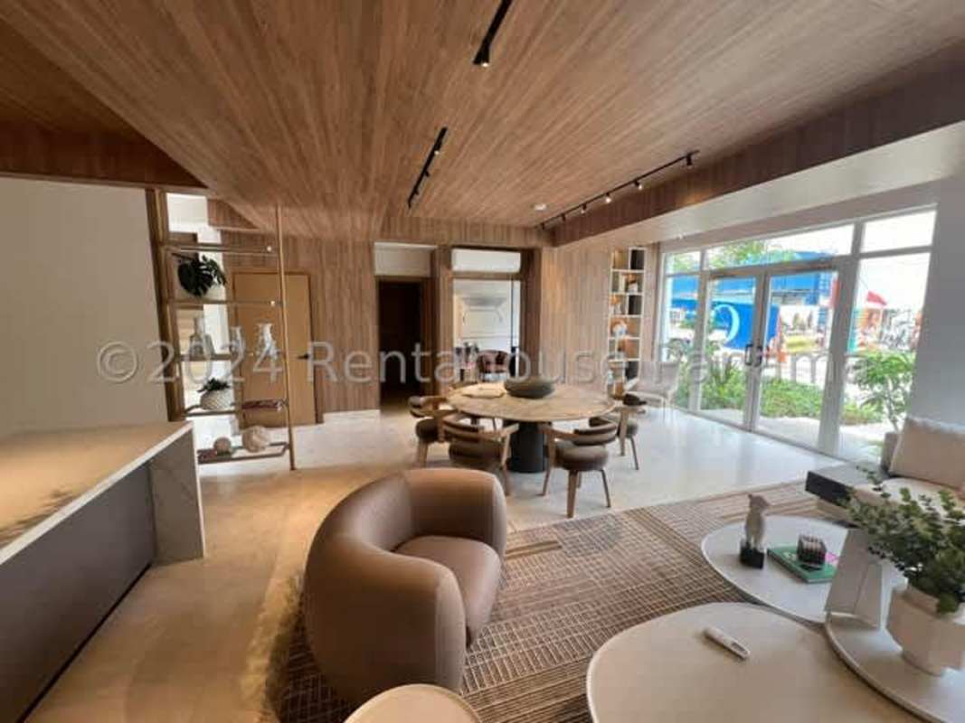 High-end kitchen with island marble countertop stainless appliances in PH Oceana Panama