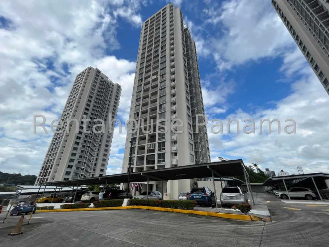 Modern high-rise apartment towers with balconies PH Rokas Condado del Rey