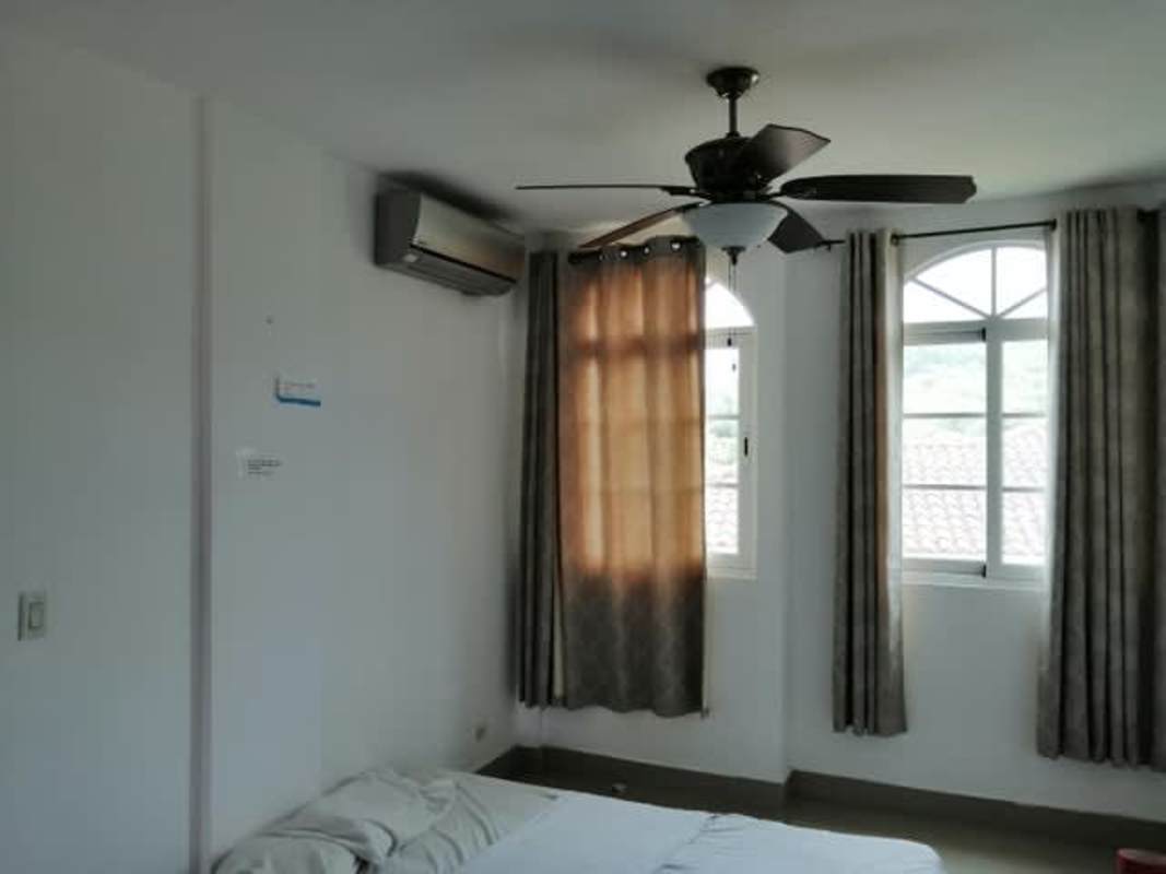 Bright bathroom glass shower enclosure contemporary fixtures Clayton Panama rental