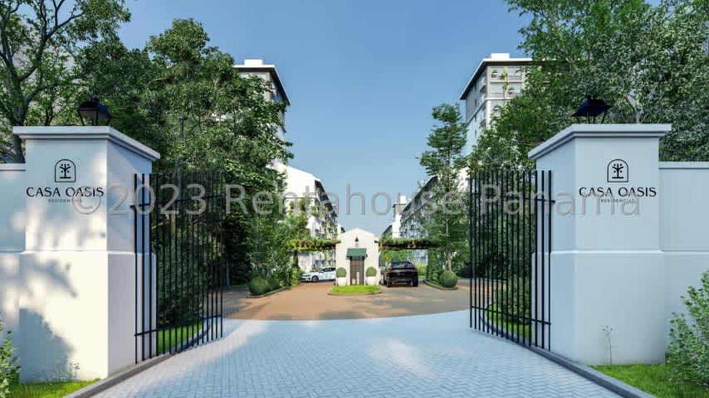 View of swimming pool, kids' pool, sun deck and garden areas at Casa Oasis condos in La Loma Panama City