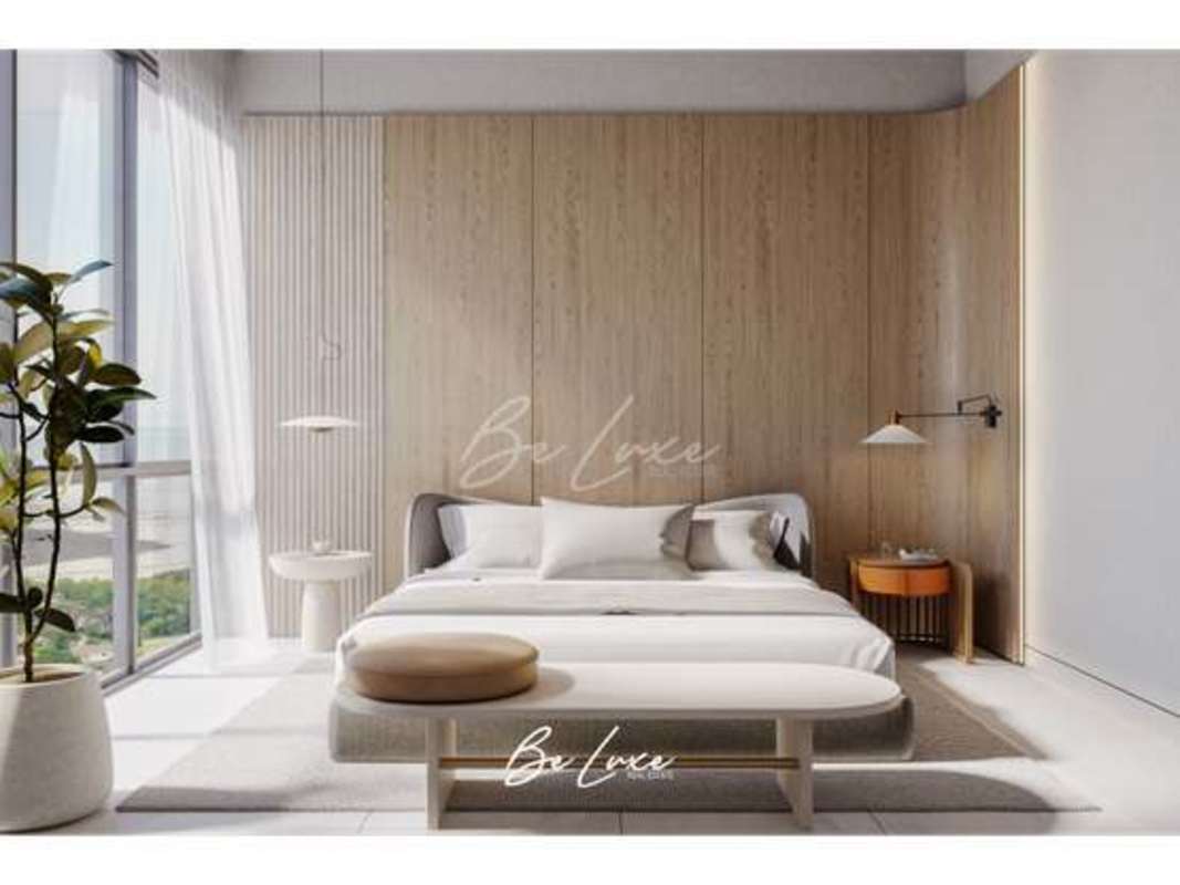 Stylish kitchen with island and built-in appliances in Bioma Costa del Este Panama