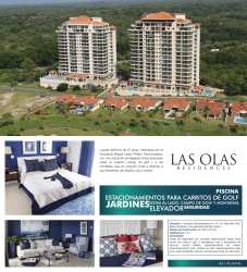 Open floor plan living and dining area at PH Las Olas with panoramic windows facing Pacific ocean in Panama