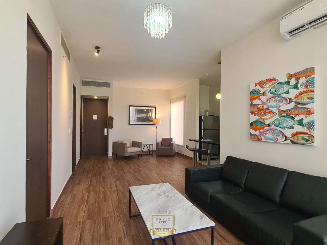 Rooftop infinity pool and lounge area with skyline view PH Denovo Obarrio Panama