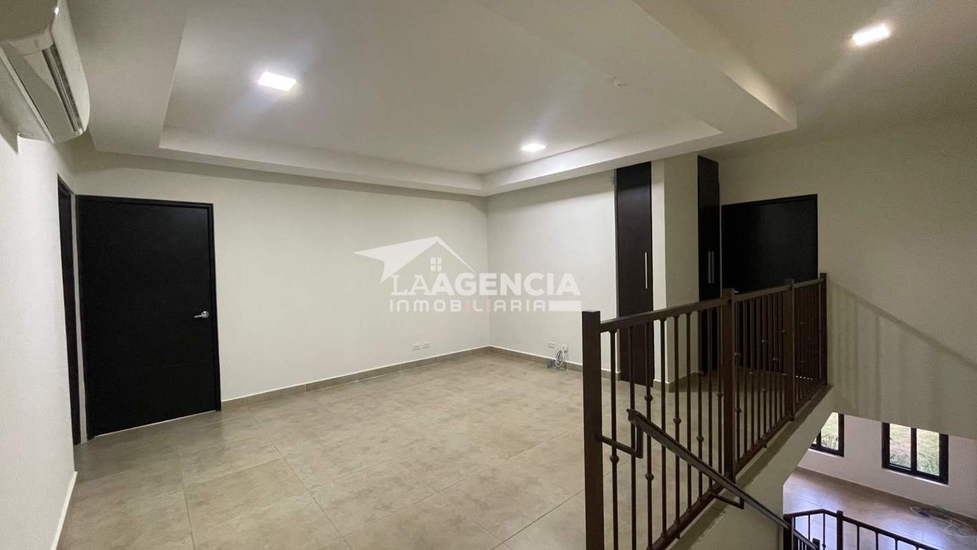Upstairs family den space with AC and modern lighting in Embassy Club townhouse Clayton Panama