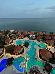 Spacious master bedroom with ocean view windows in Coronado Country Club Panama