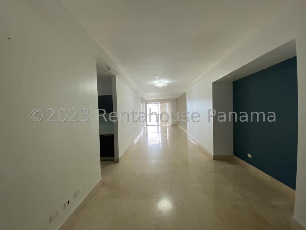 Elegant marble floors in open-plan living dining area with balcony PH Yoo Panama