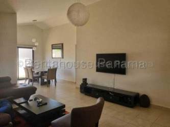 Open kitchen design with wood cabinets and appliances in rental house Sunset Hills La Chorrera