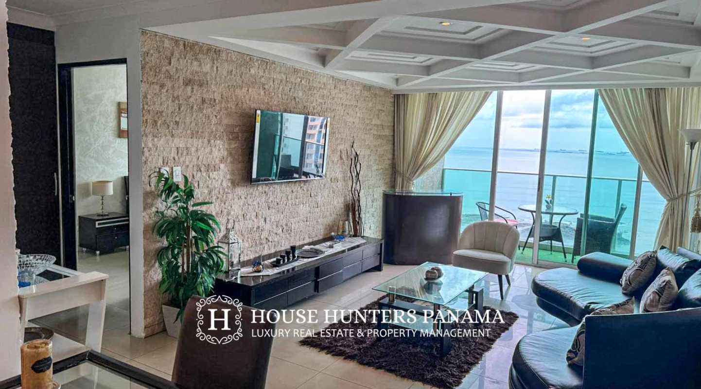 Modern tiled bathroom with glass shower Pacific Sea Punta Paitilla Panama