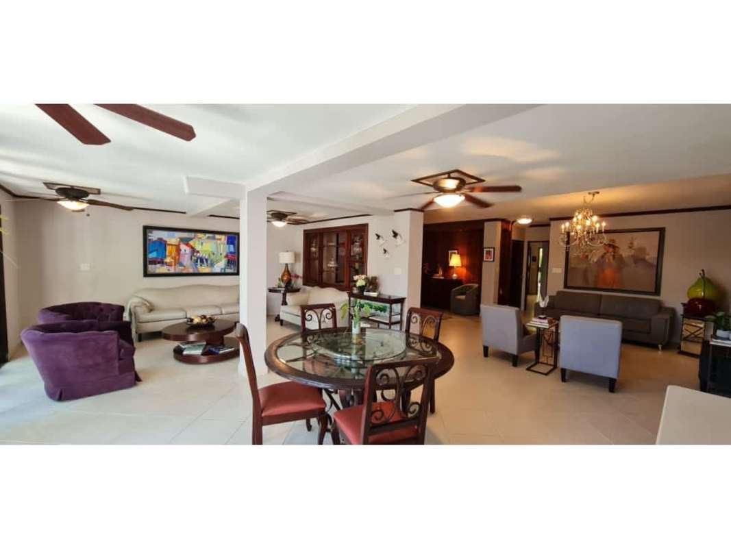 Private balcony terrace overlooking Panama City skyline from gated El Cangrejo house