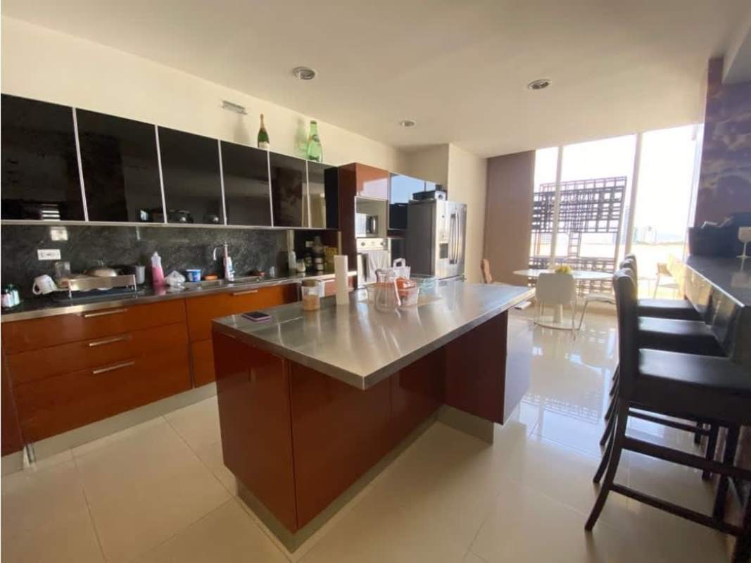 Elevator lobby with ornate wallpaper, elevators and lighting PH Diana Towers Obarrio Panama City