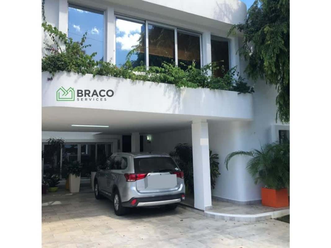 Modern kitchen with granite counters and stainless steel appliances in luxury house Obarrio Panama City