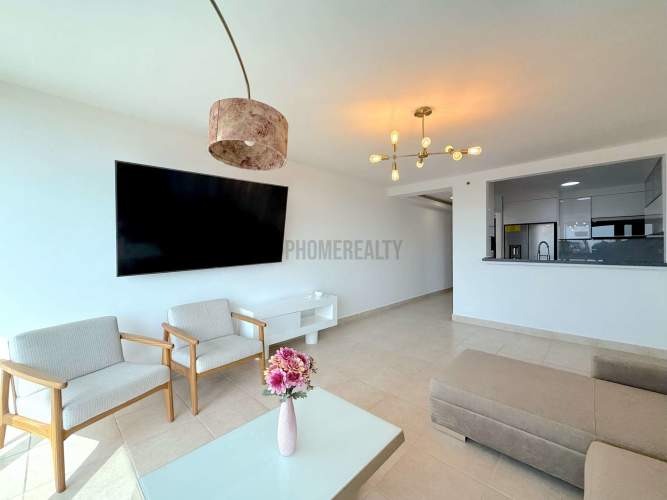 Modern bathroom with granite sink and walk-in shower Panama rental