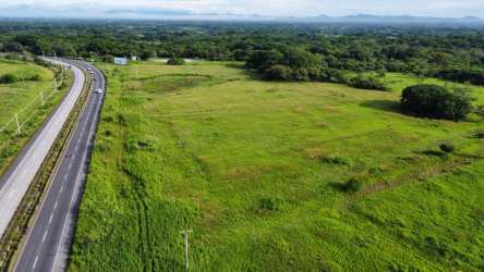 Panoramic view of open acreage bordering Pan-American Highway in Anton Coclé Panama