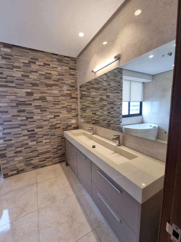 Modern bathroom marble finishes double sink vanity PH Matisse Costa del Este Panama