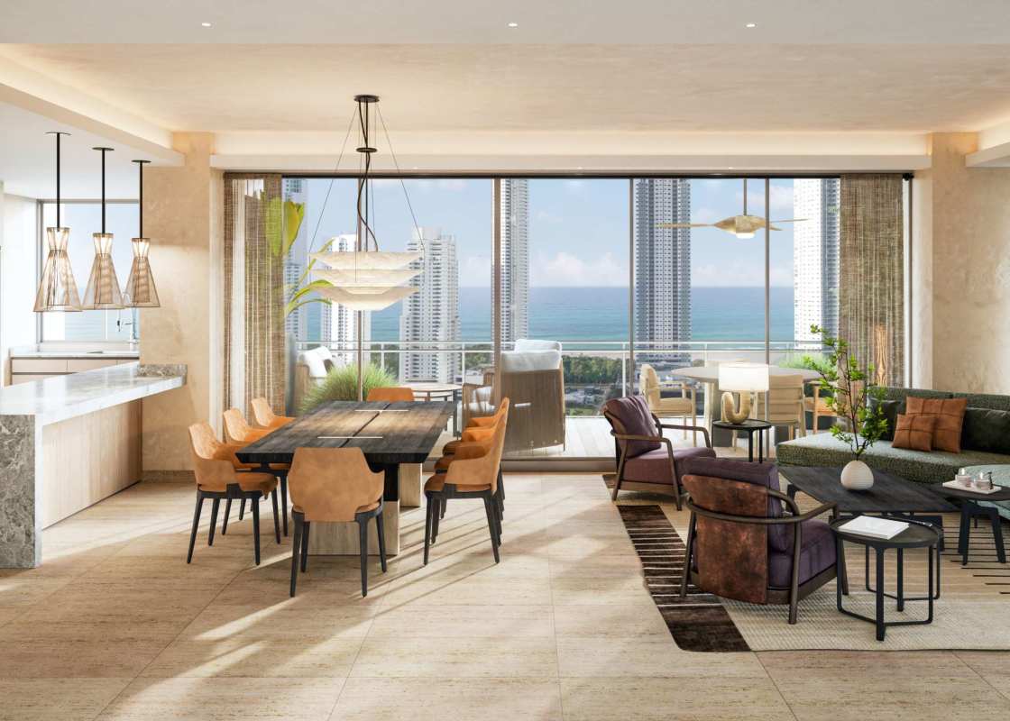 Modern high-end kitchen with marble countertops, premium cabinetry in Santa Maria Panama