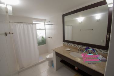 Fully equipped kitchen with granite counters, gas cooktop, cabinets in Costa Blanca Golf Villas Panama