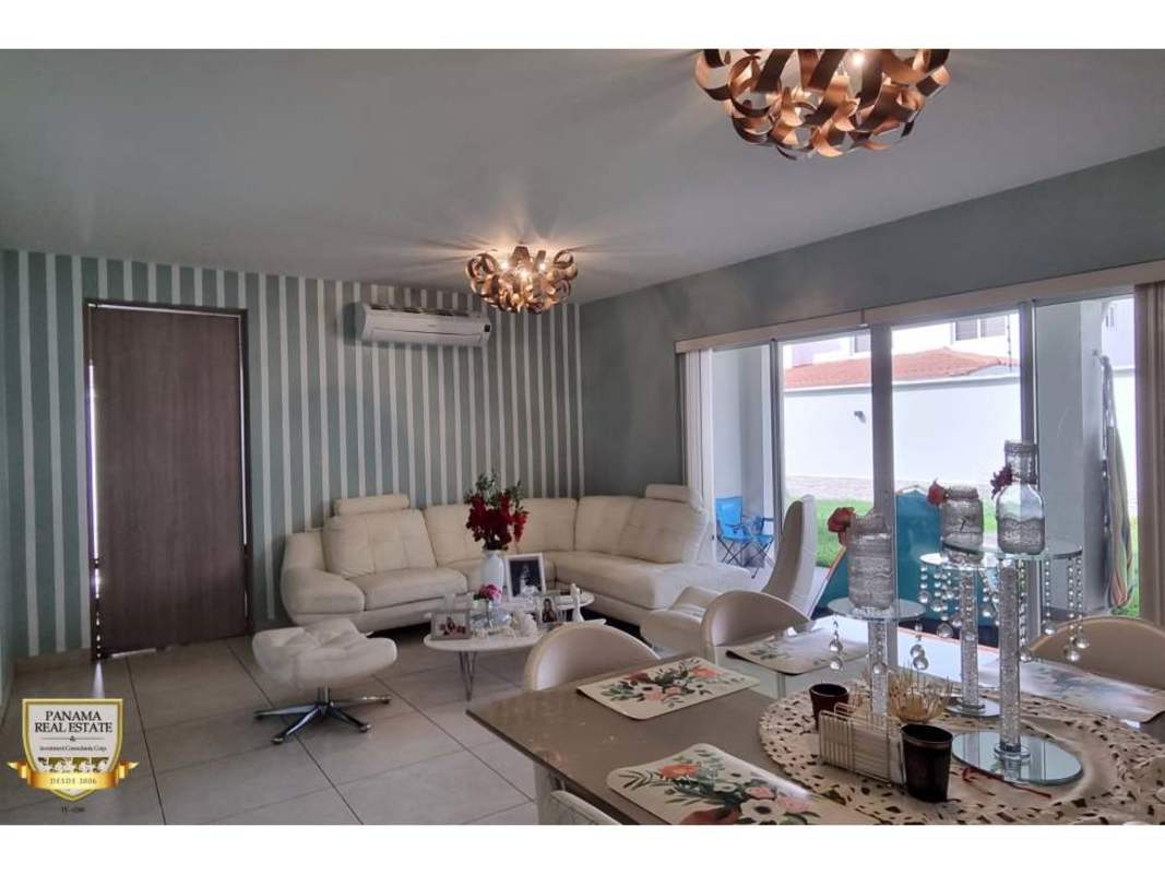 Swimming pool and lounge area within Reserva de Versalles gated community Panama City